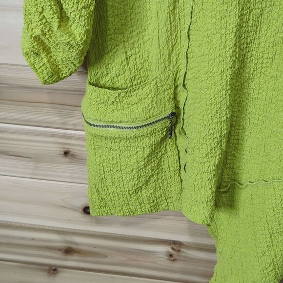 Ali Miles Blouse Womens Medium Green Asymmetrical Art Tunic Chartreuse - Picture 4 of 11